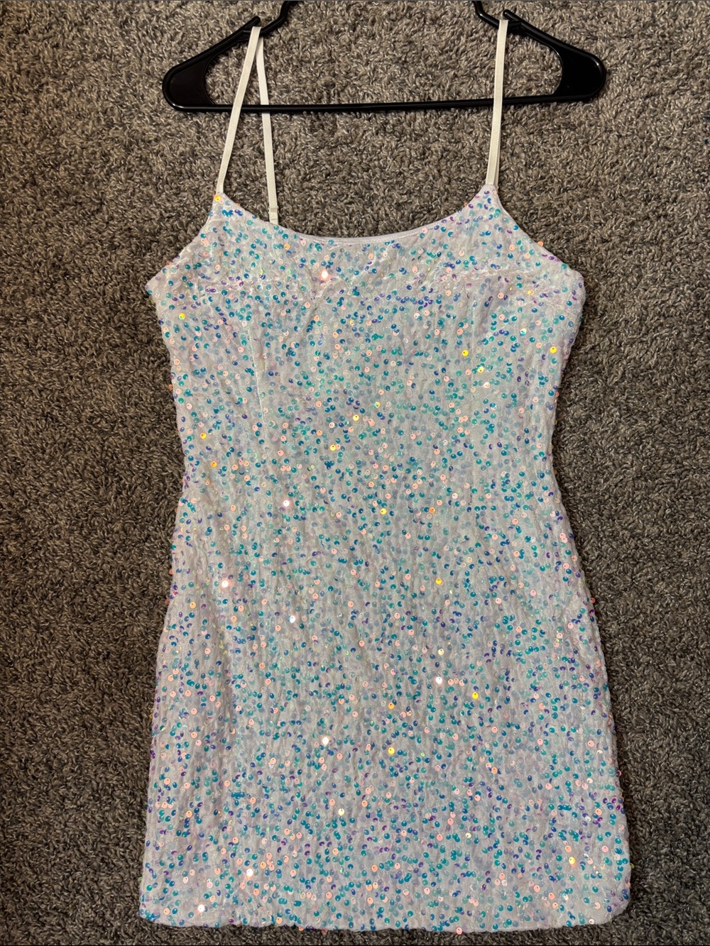 Sequin Mini Dress with Iridescent Blue Accents